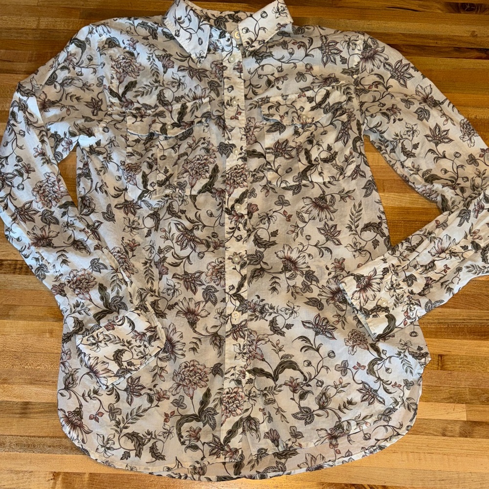 Lauren Ralph Lauren Men's Floral Button Down Shirt - White and Gray